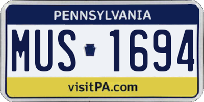 PA license plate MUS1694
