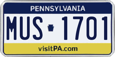 PA license plate MUS1701