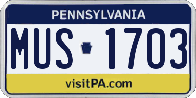 PA license plate MUS1703