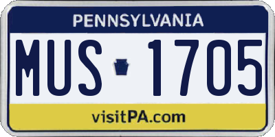 PA license plate MUS1705