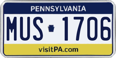 PA license plate MUS1706