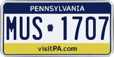 PA license plate MUS1707