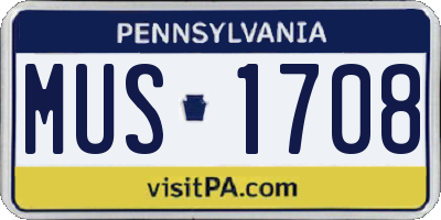 PA license plate MUS1708