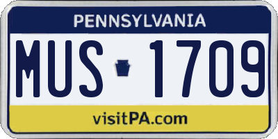 PA license plate MUS1709