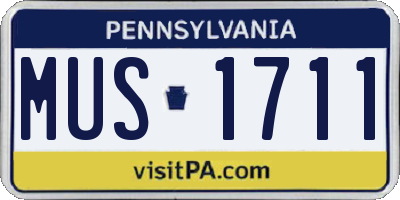 PA license plate MUS1711