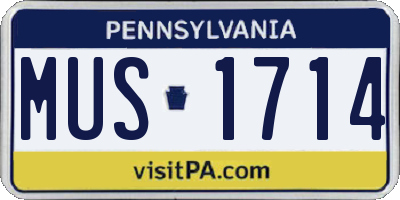 PA license plate MUS1714