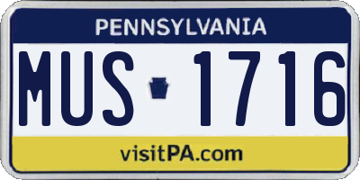 PA license plate MUS1716