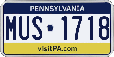 PA license plate MUS1718