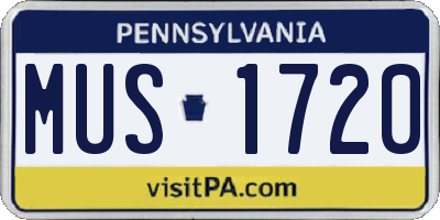 PA license plate MUS1720