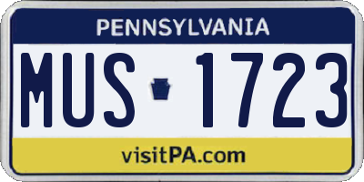 PA license plate MUS1723