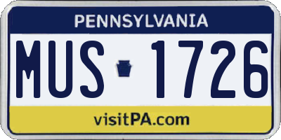 PA license plate MUS1726