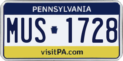 PA license plate MUS1728