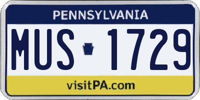 PA license plate MUS1729