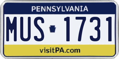 PA license plate MUS1731