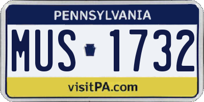 PA license plate MUS1732