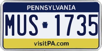 PA license plate MUS1735