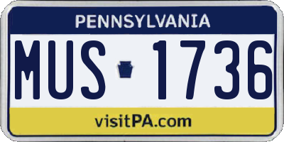 PA license plate MUS1736