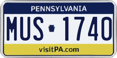 PA license plate MUS1740