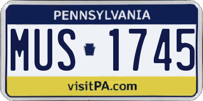 PA license plate MUS1745