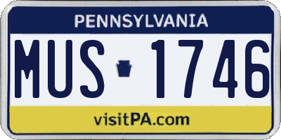 PA license plate MUS1746