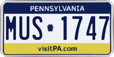 PA license plate MUS1747