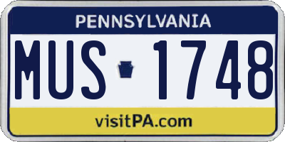 PA license plate MUS1748