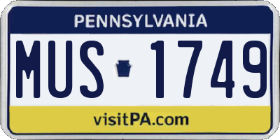 PA license plate MUS1749