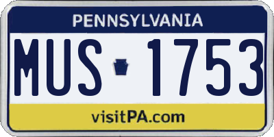 PA license plate MUS1753