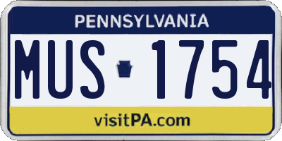 PA license plate MUS1754
