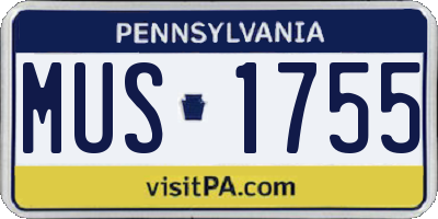 PA license plate MUS1755