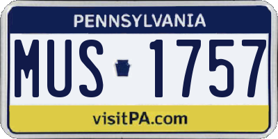 PA license plate MUS1757