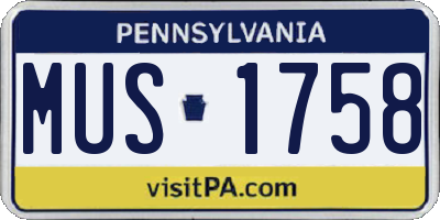 PA license plate MUS1758