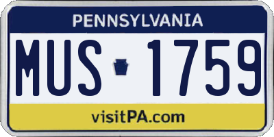 PA license plate MUS1759