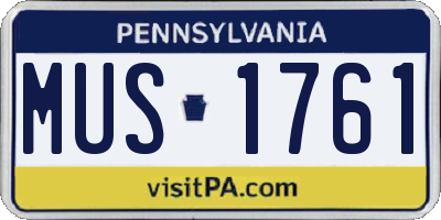 PA license plate MUS1761