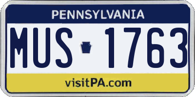 PA license plate MUS1763