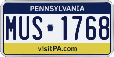 PA license plate MUS1768