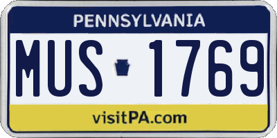 PA license plate MUS1769
