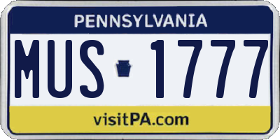 PA license plate MUS1777