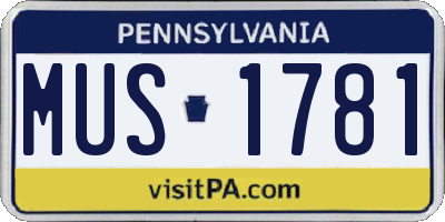 PA license plate MUS1781