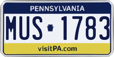 PA license plate MUS1783