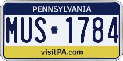 PA license plate MUS1784