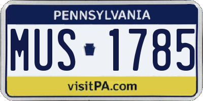 PA license plate MUS1785