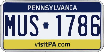 PA license plate MUS1786