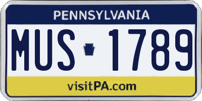PA license plate MUS1789
