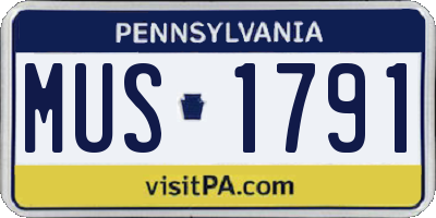 PA license plate MUS1791