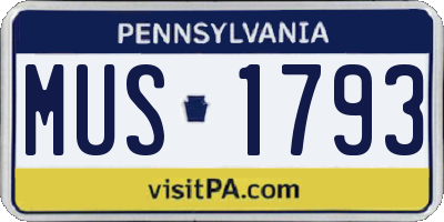 PA license plate MUS1793