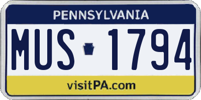 PA license plate MUS1794