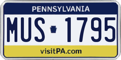 PA license plate MUS1795