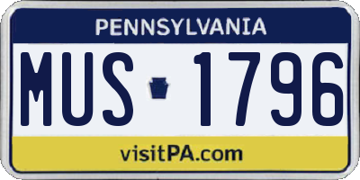 PA license plate MUS1796