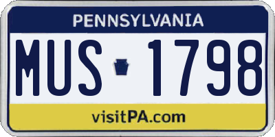 PA license plate MUS1798